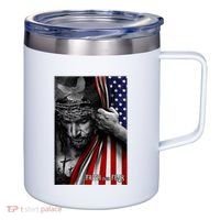 Faith Over Fear God Jesus Christian Flag 12oz Stainless Steel Coffee Mug thumb 0