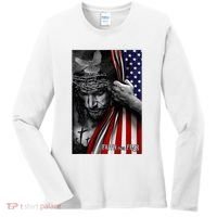 Faith Over Fear God Jesus Christian Flag Women's Long Sleeve Shirt thumb 0