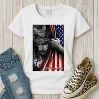 Faith Over Fear God Jesus Christian Flag Women's T-Shirt thumb 3