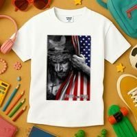 Faith Over Fear God Jesus Christian Flag Kids T-Shirt thumb 3