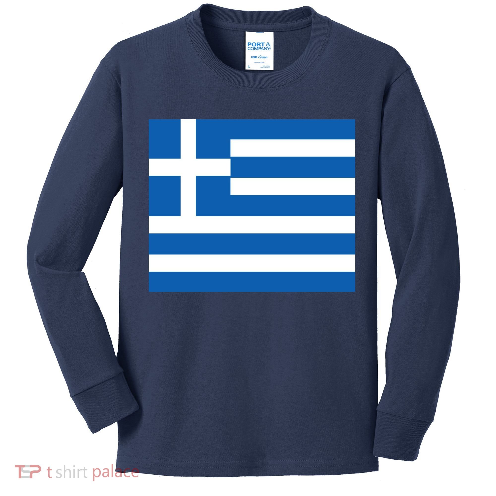 Flag of Greece Kids Long Sleeve Shirt