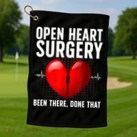 Funny Open Heart Surgery Art For Men Women CHD Surgery Lover Golf Towel thumb 1