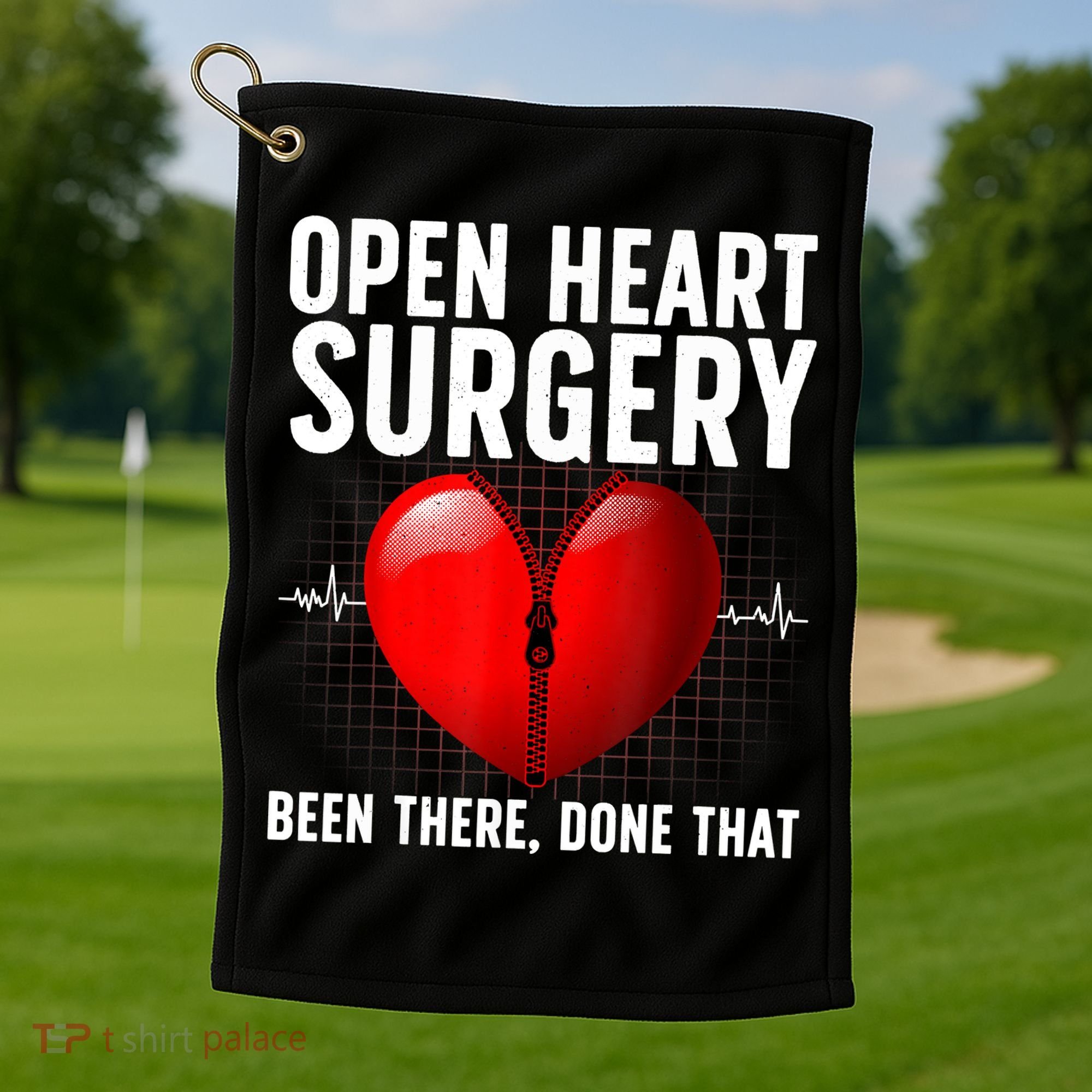 Funny Open Heart Surgery Art For Men Women CHD Surgery Lover Golf Towel