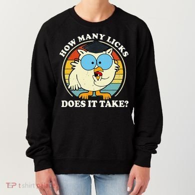 Funny Owl How Many Licks Does It Take Retro Vintage Women's Sweatshirt