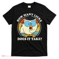 Funny Owl How Many Licks Does It Take Retro Vintage T-Shirt thumb 0
