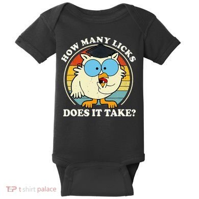 Funny Owl How Many Licks Does It Take Retro Vintage Baby Bodysuit