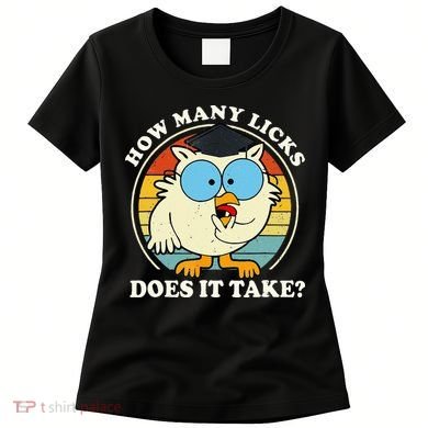 Funny Owl How Many Licks Does It Take Retro Vintage Women's T-Shirt