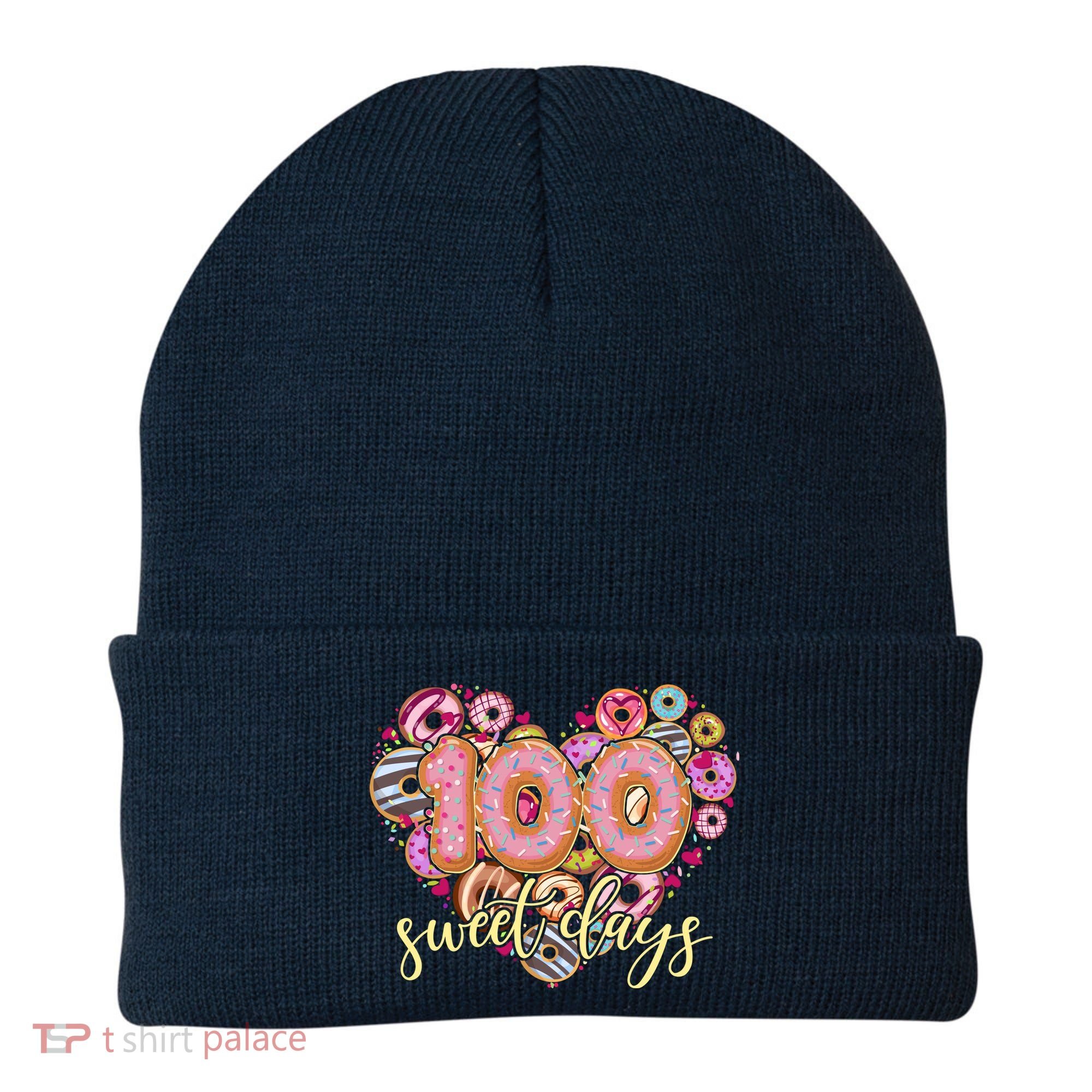 Funny One Hundred 100 Sweet Days Of School Donuts Beanie