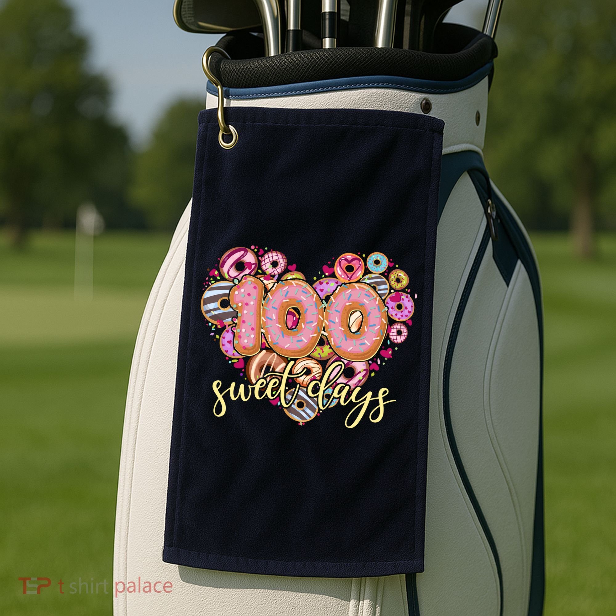 Funny One Hundred 100 Sweet Days Of School Donuts Golf Towel