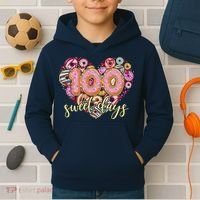 Funny One Hundred 100 Sweet Days Of School Donuts Kids Hoodie thumb 2
