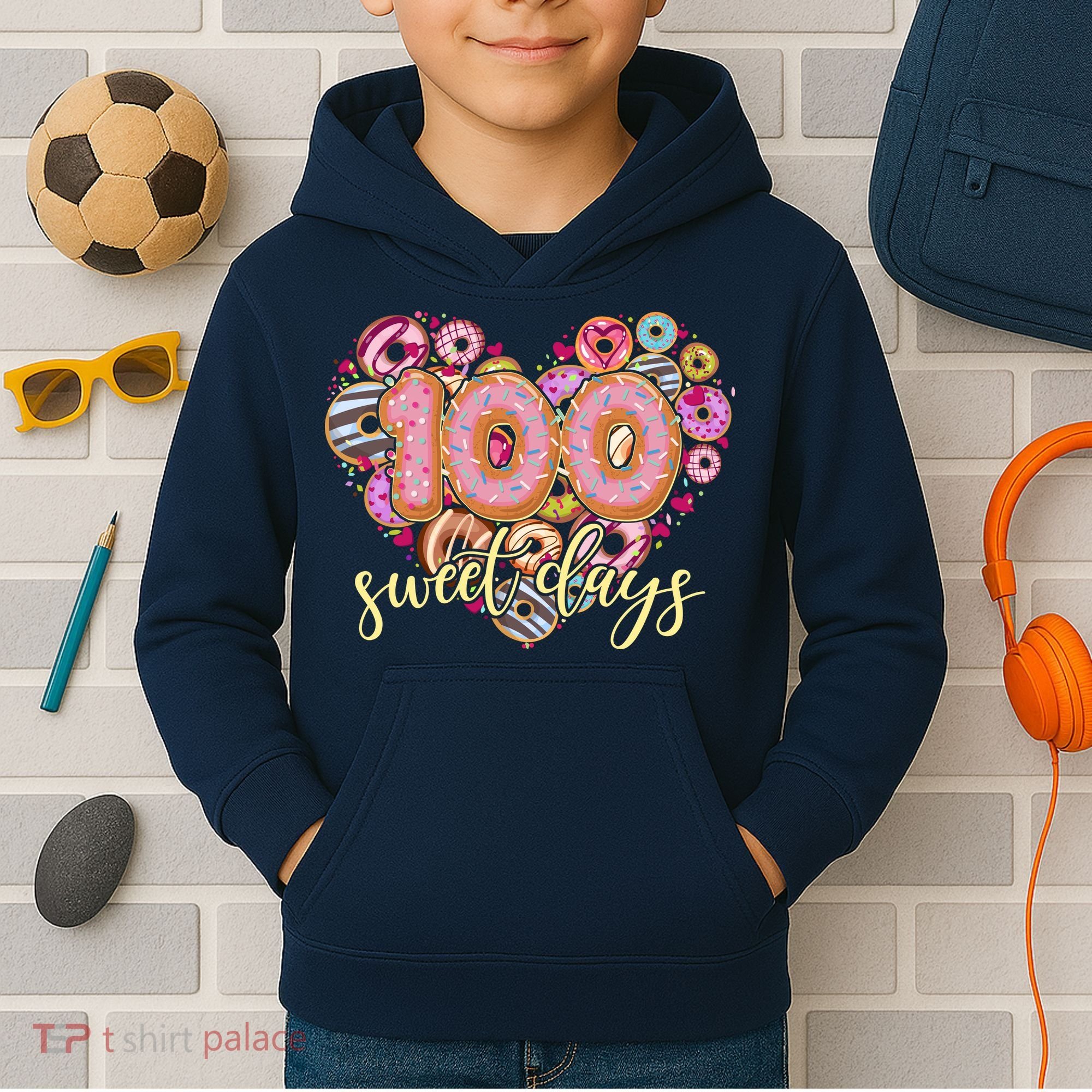 Funny One Hundred 100 Sweet Days Of School Donuts Kids Hoodie