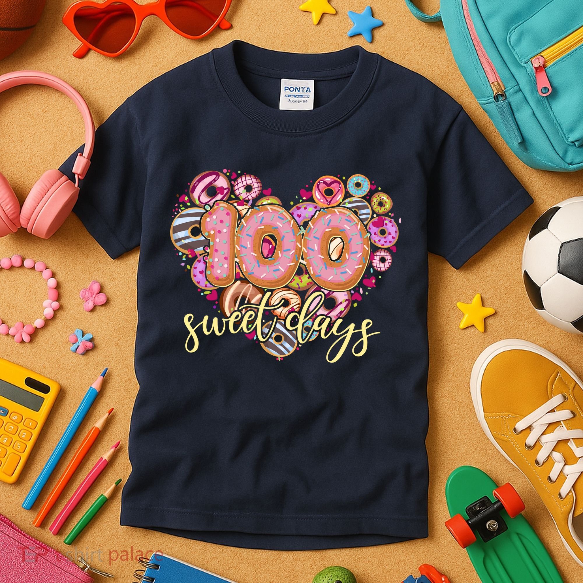 Funny One Hundred 100 Sweet Days Of School Donuts Kids T-Shirt