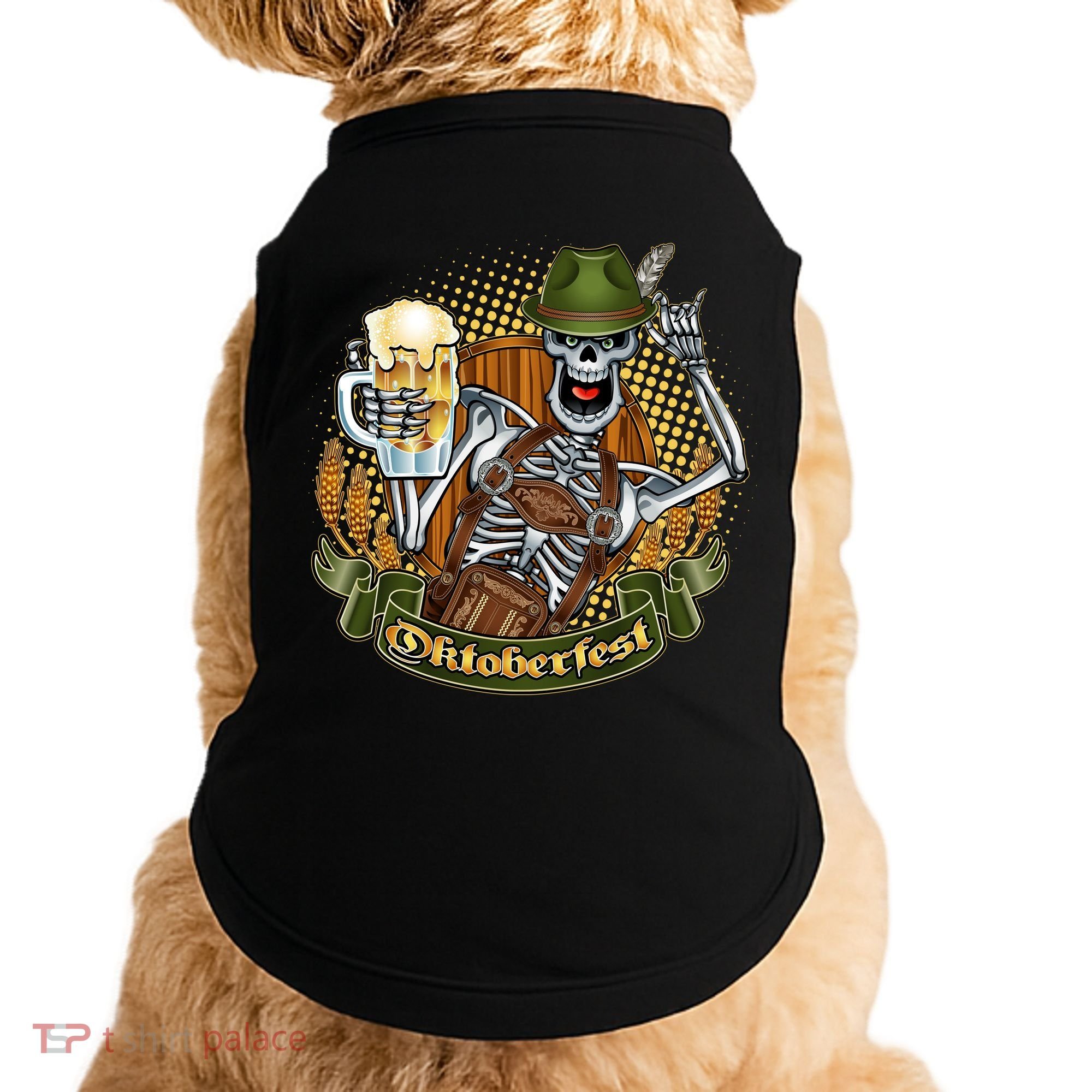 Funny Oktoberfest Halloween Skeleton Doggie Tank