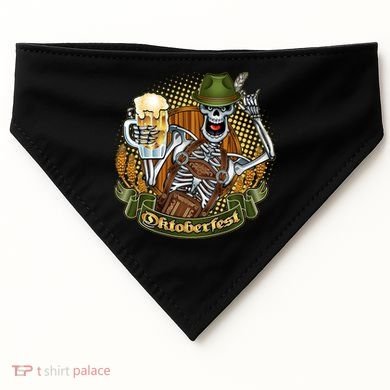 Funny Oktoberfest Halloween Skeleton USA-Made Doggie Bandana