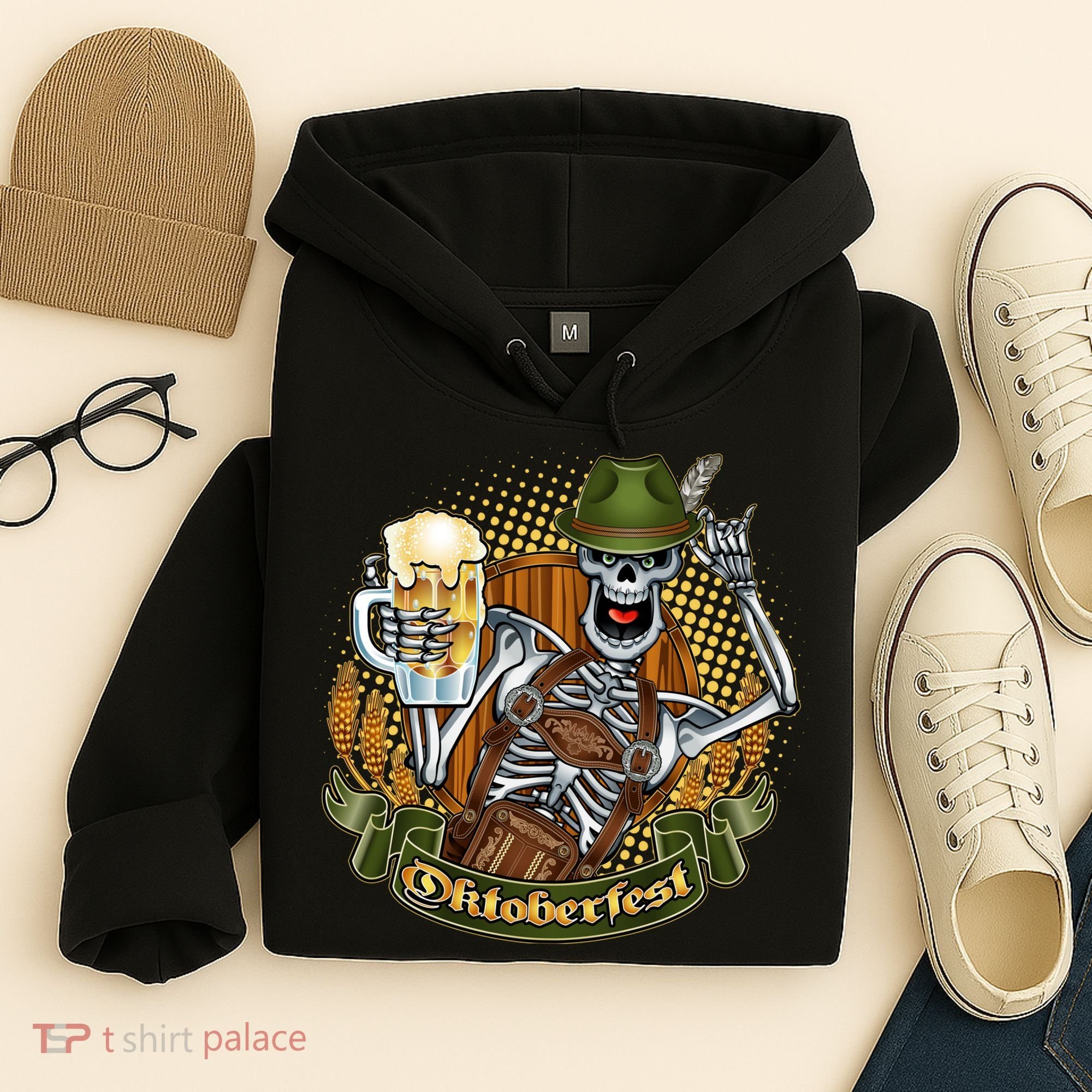 Funny Oktoberfest Halloween Skeleton Hoodie