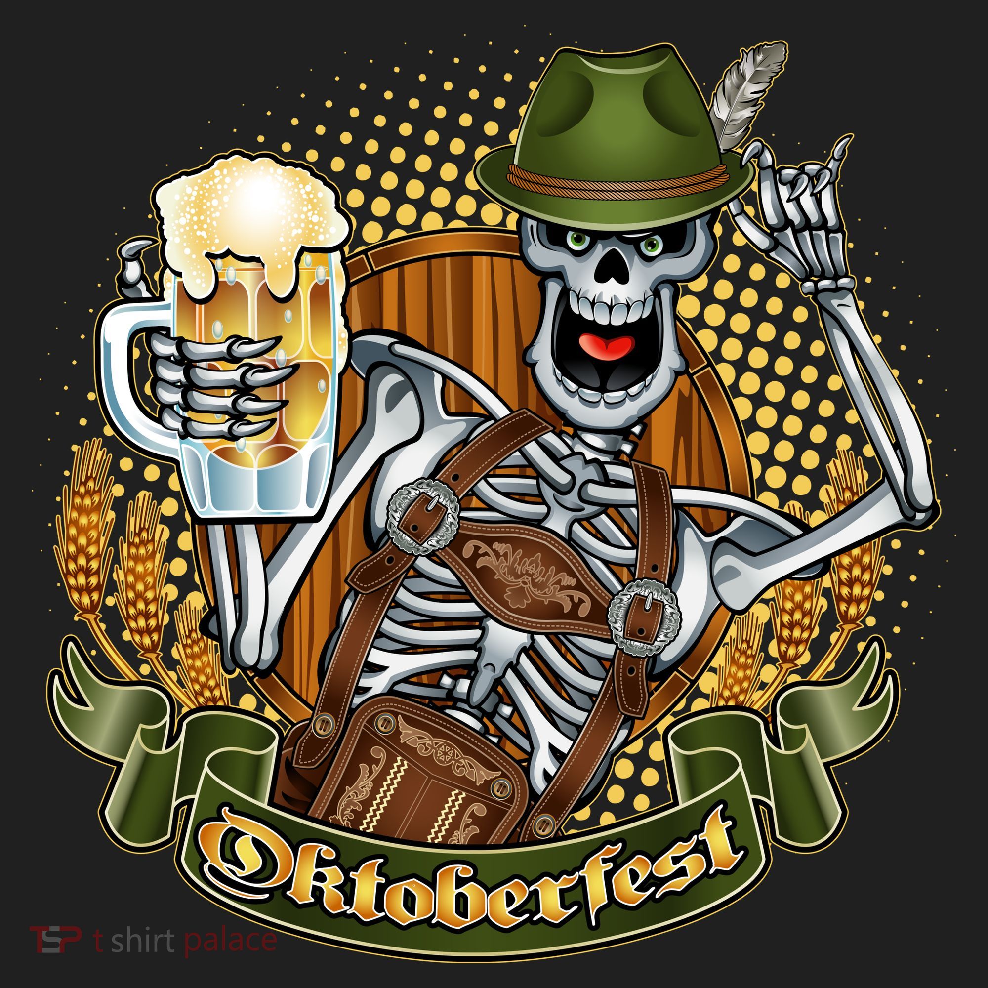 Funny Oktoberfest Halloween Skeleton Beanie