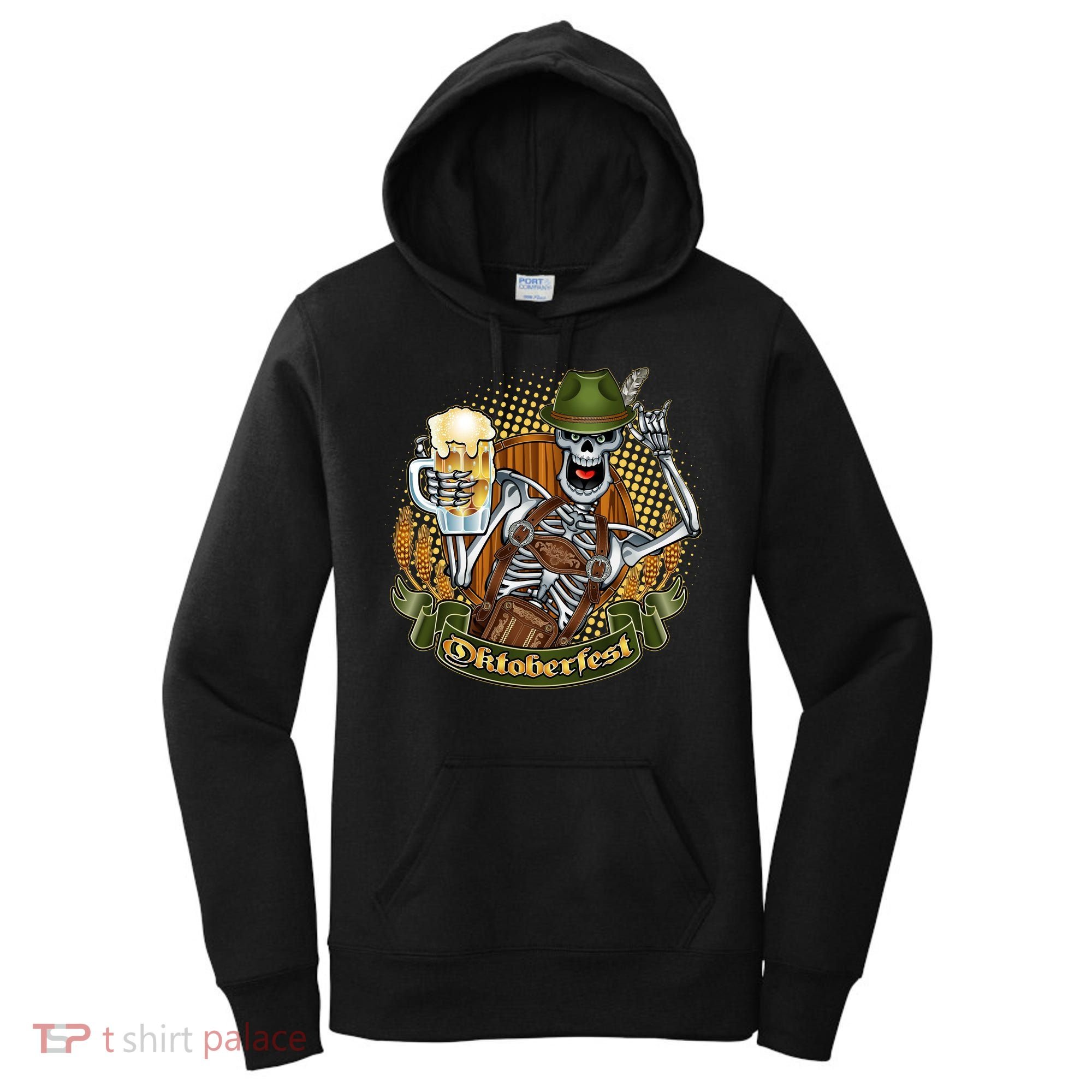 Funny Oktoberfest Halloween Skeleton Women's Hoodie