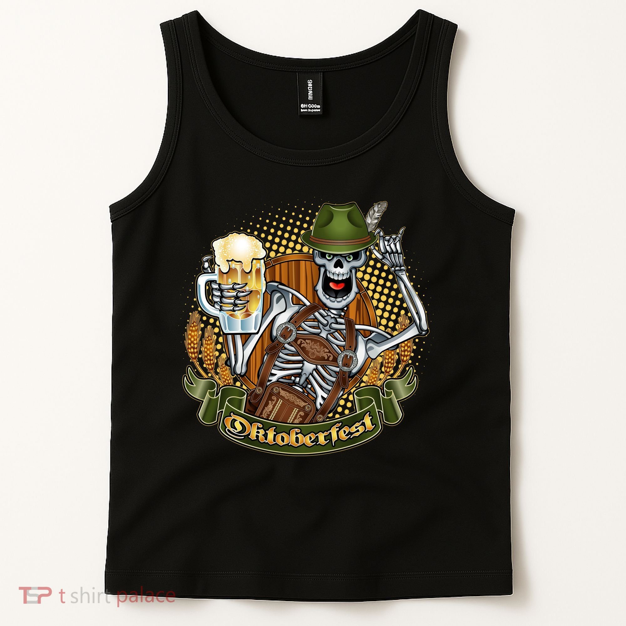 Funny Oktoberfest Halloween Skeleton Tank Top