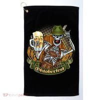 Funny Oktoberfest Halloween Skeleton Golf Towel thumb 0