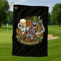 Funny Oktoberfest Halloween Skeleton Golf Towel thumb 1