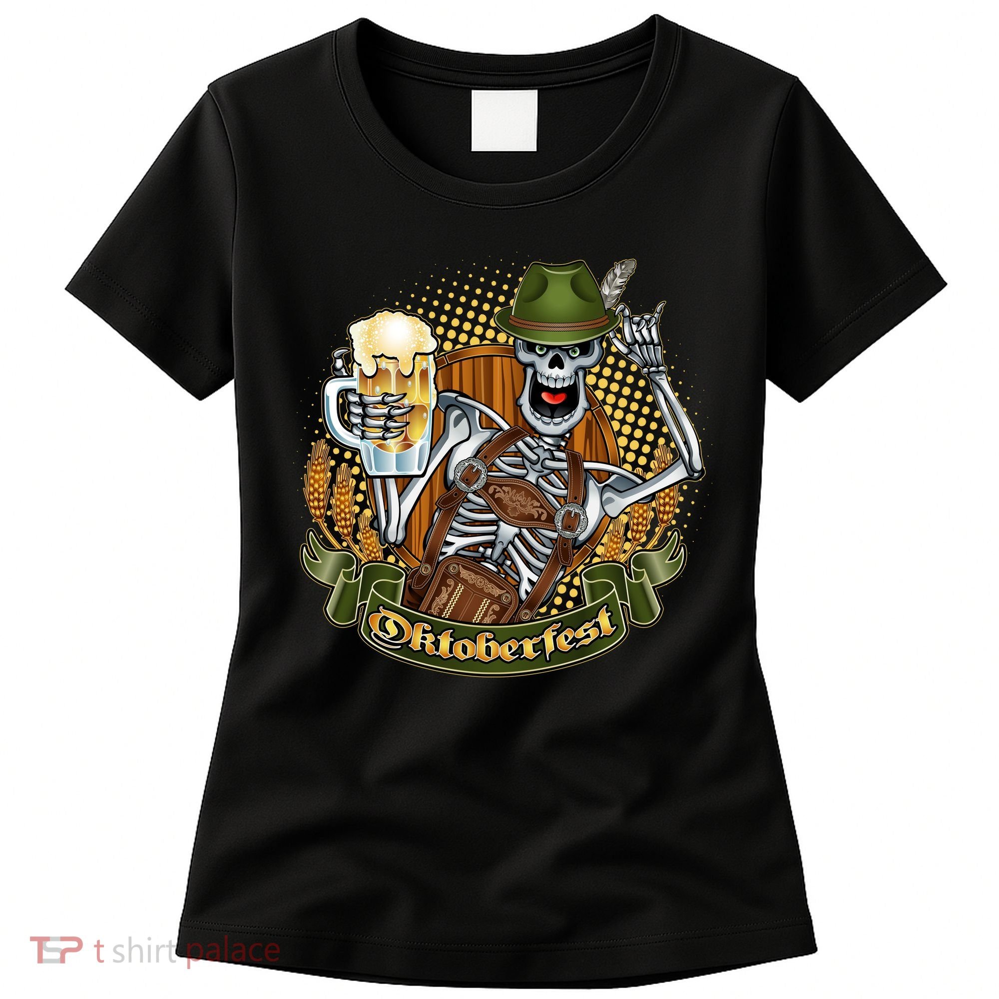 Funny Oktoberfest Halloween Skeleton Women's T-Shirt
