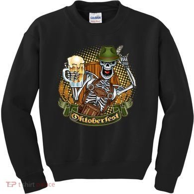 Funny Oktoberfest Halloween Skeleton Kids Sweatshirt