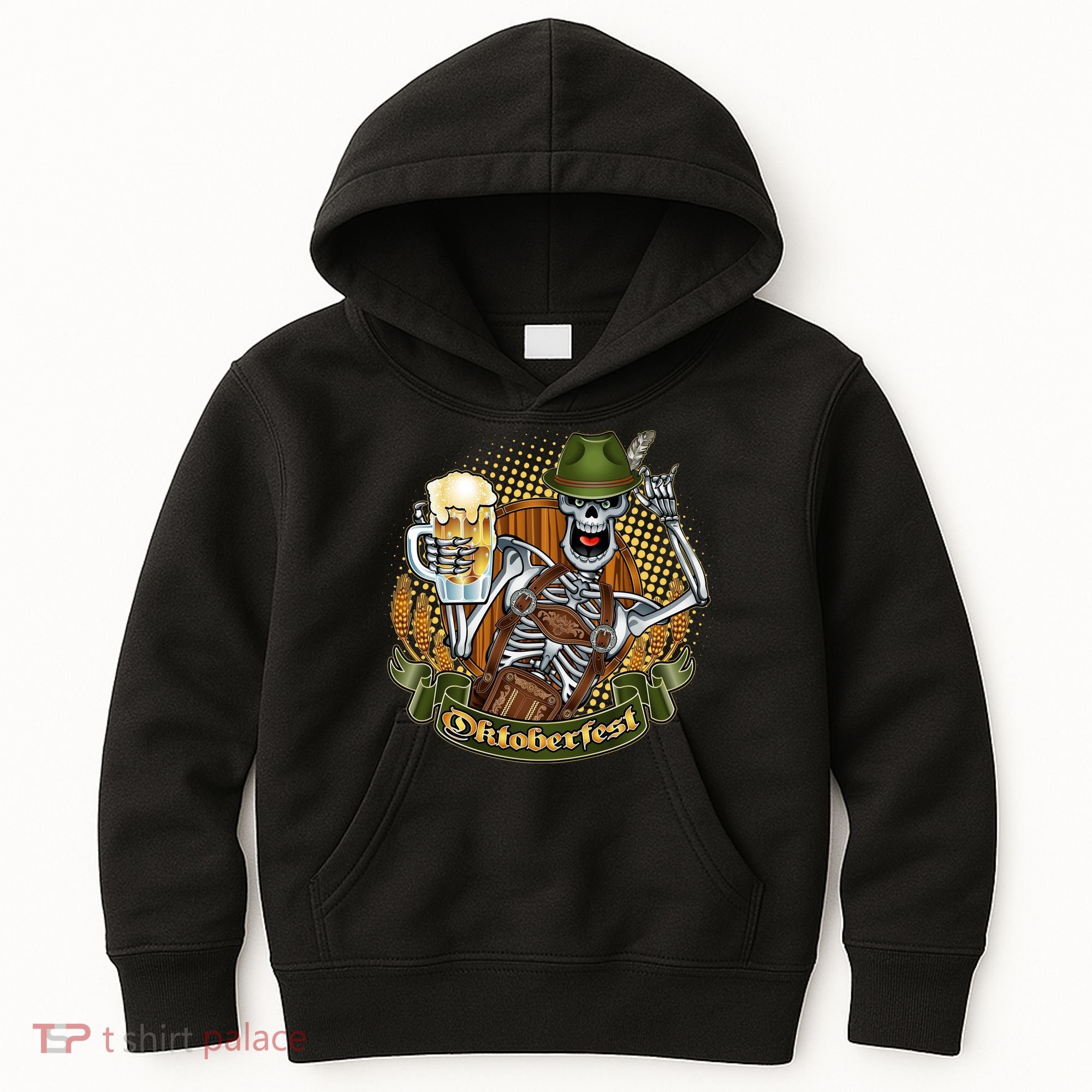 Funny Oktoberfest Halloween Skeleton Kids Hoodie