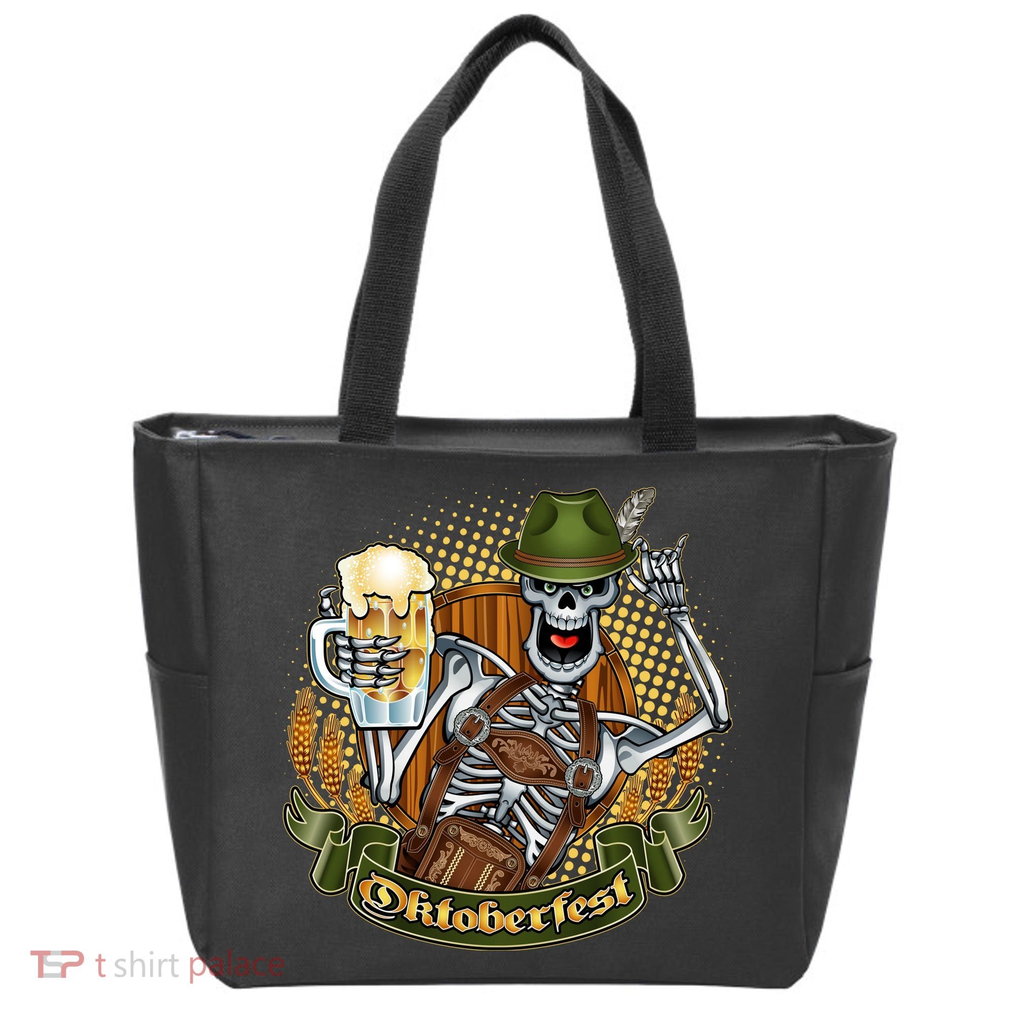 Funny Oktoberfest Halloween Skeleton Tote Bag