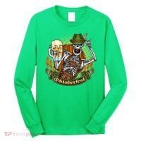 Funny Oktoberfest Halloween Skeleton Long Sleeve Shirt thumb 0