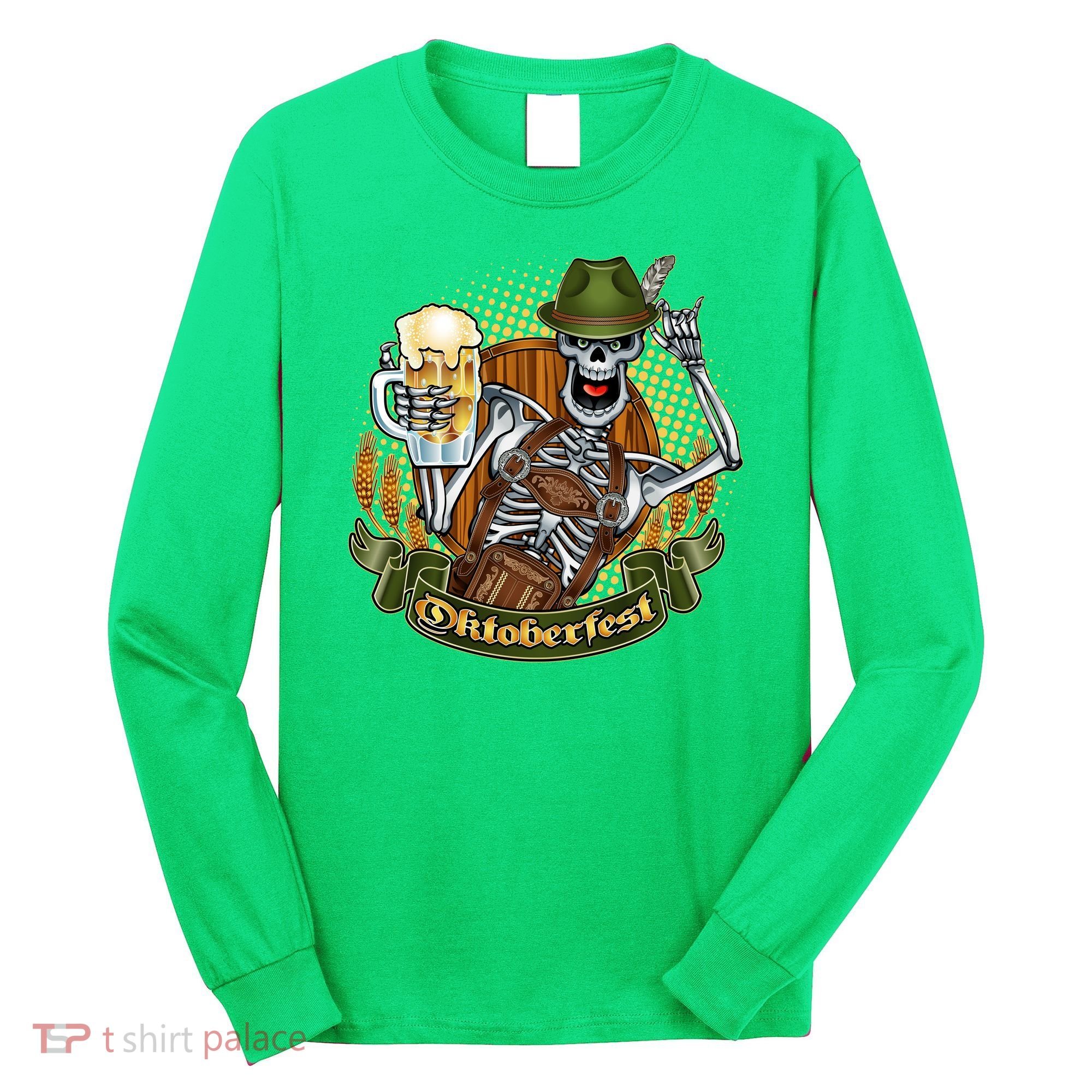 Funny Oktoberfest Halloween Skeleton Long Sleeve Shirt