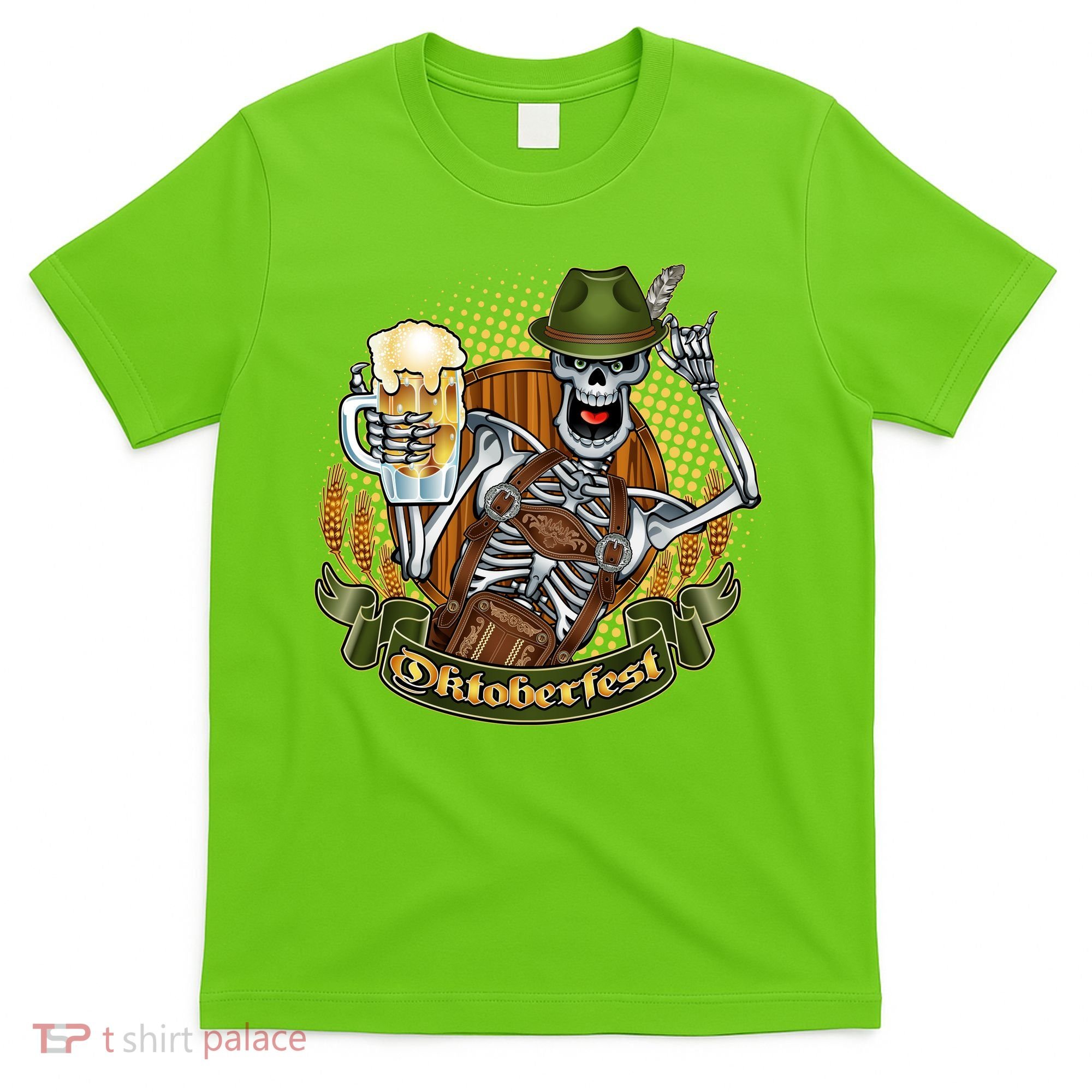 Funny Oktoberfest Halloween Skeleton T-Shirt