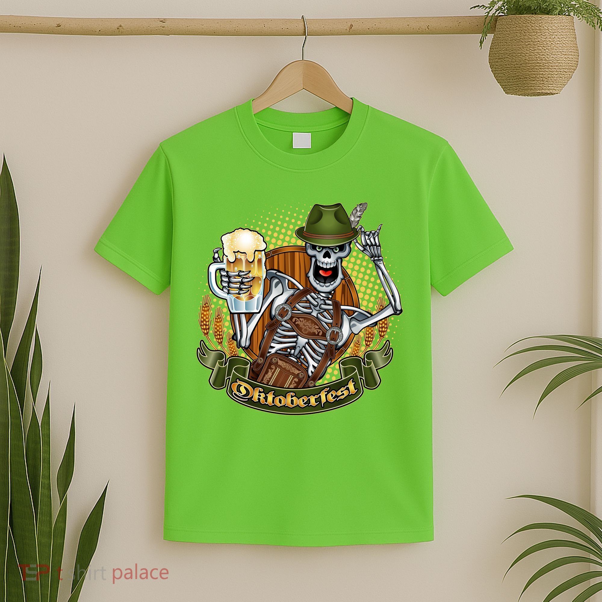 Funny Oktoberfest Halloween Skeleton T-Shirt
