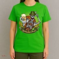 Funny Oktoberfest Halloween Skeleton T-Shirt thumb 4