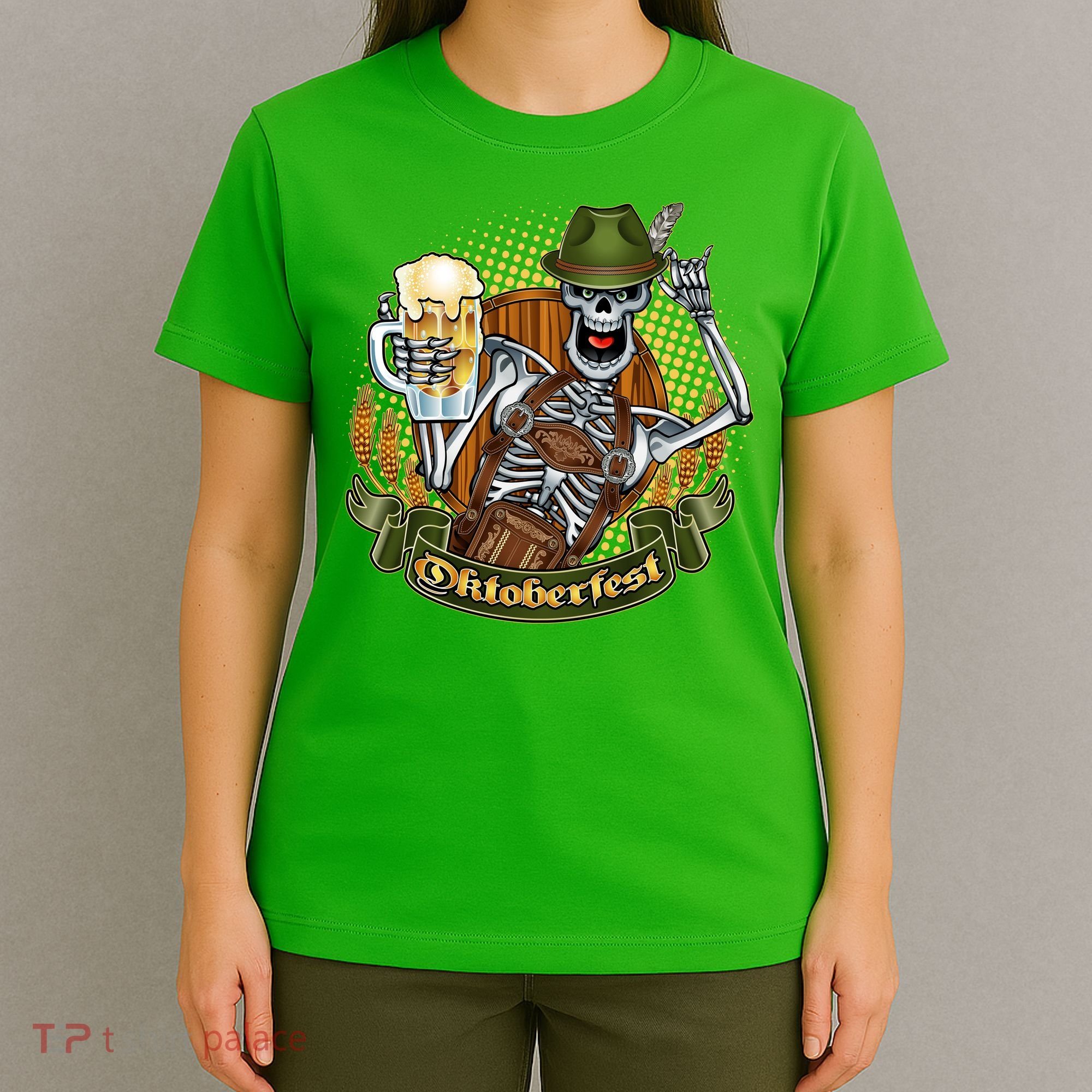 Funny Oktoberfest Halloween Skeleton T-Shirt
