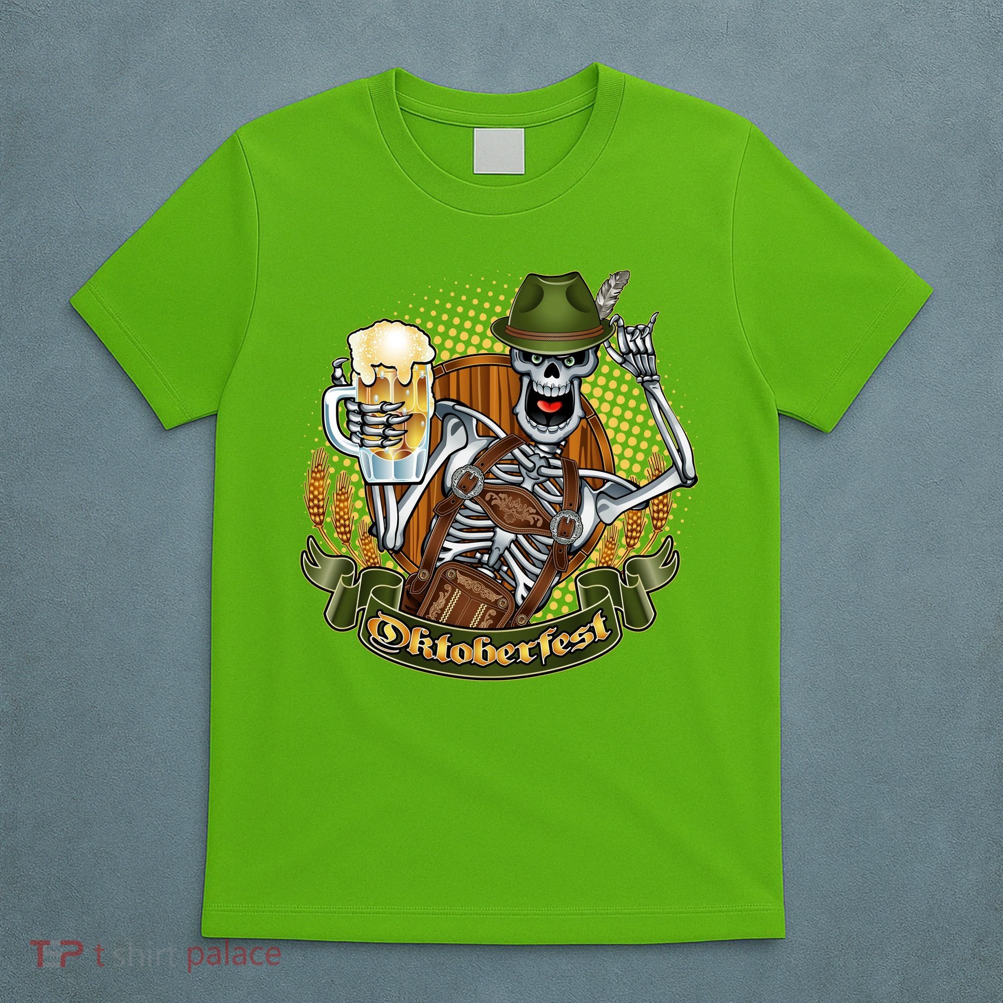 Funny Oktoberfest Halloween Skeleton T-Shirt