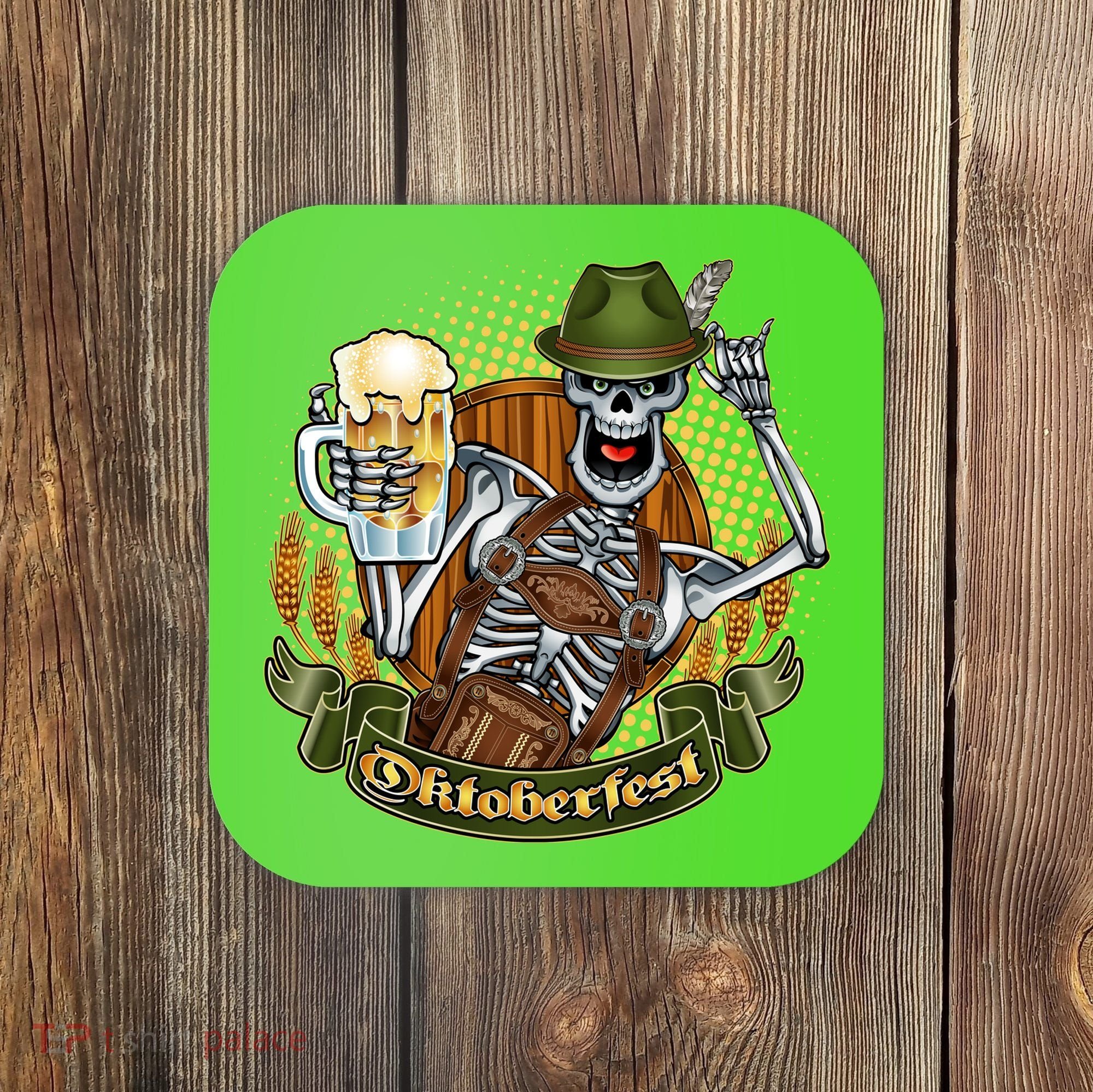 Funny Oktoberfest Halloween Skeleton Coaster