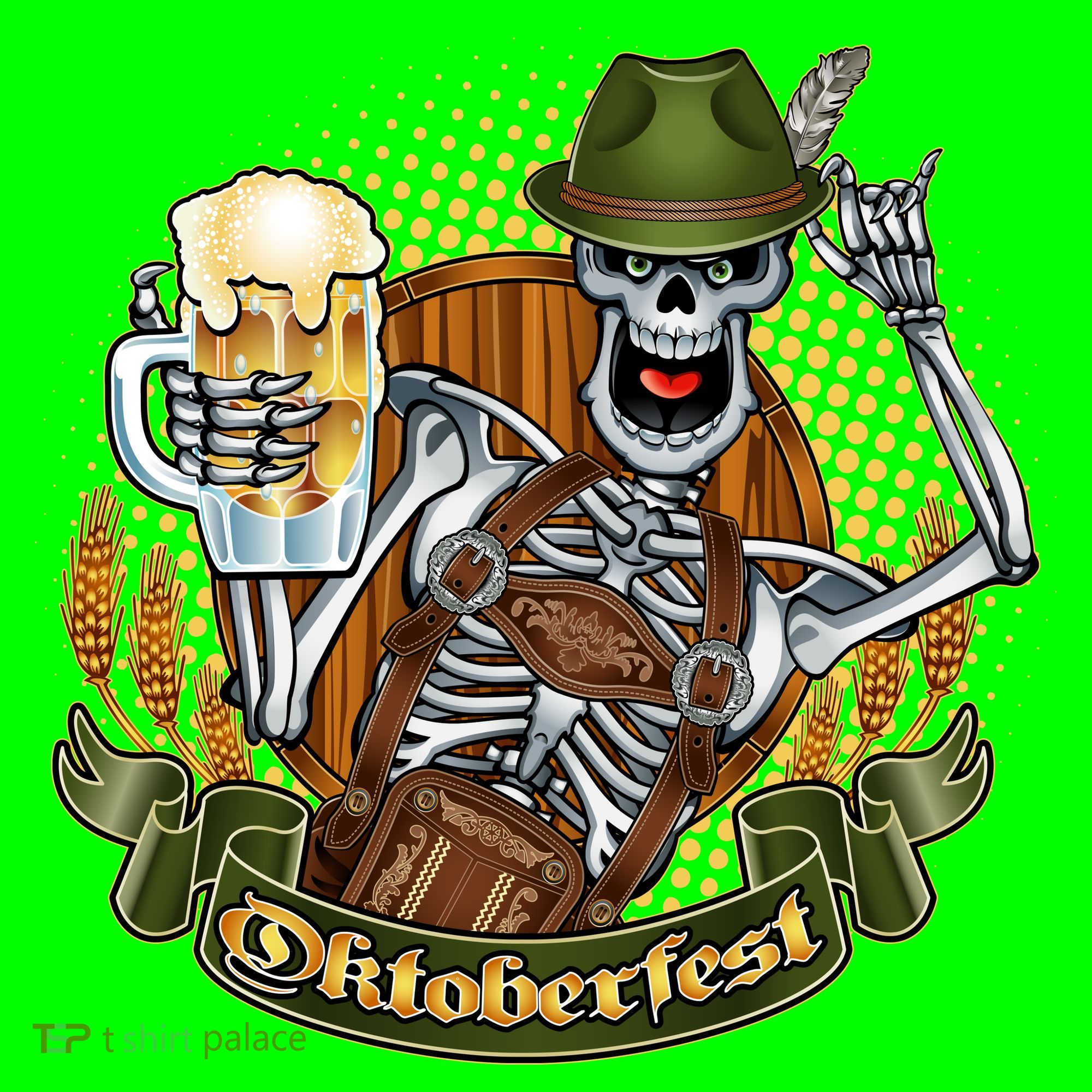 Funny Oktoberfest Halloween Skeleton Coaster