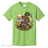 Funny Oktoberfest Halloween Skeleton Kids T-Shirt thumb 0