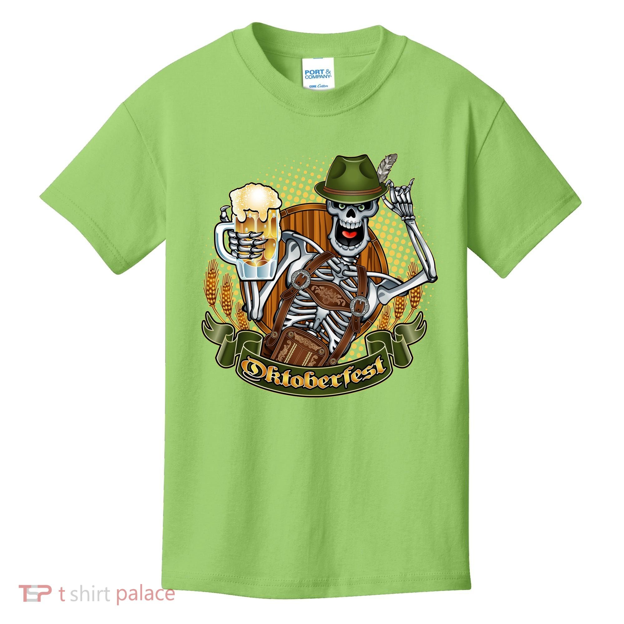 Funny Oktoberfest Halloween Skeleton Kids T-Shirt