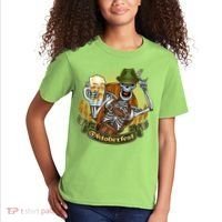Funny Oktoberfest Halloween Skeleton Kids T-Shirt thumb 2