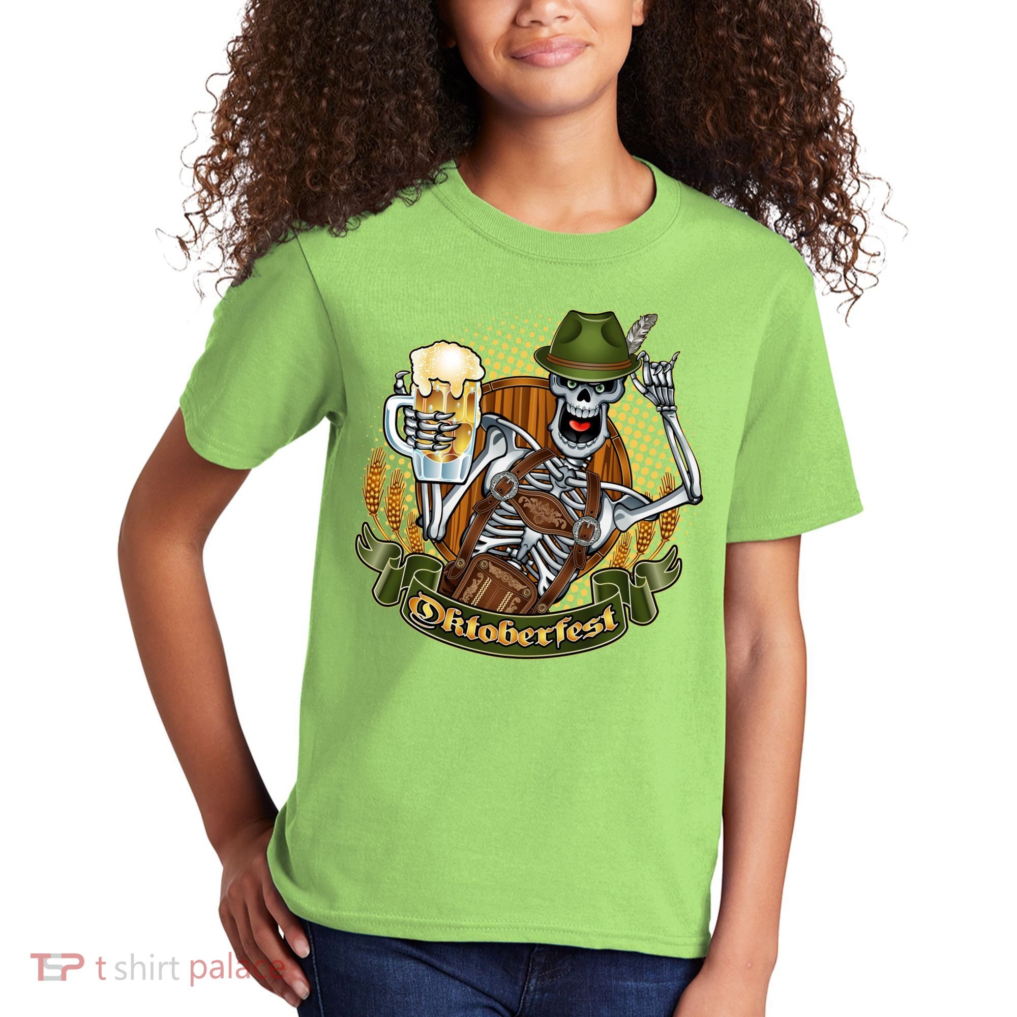 Funny Oktoberfest Halloween Skeleton Kids T-Shirt