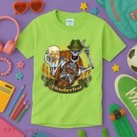 Funny Oktoberfest Halloween Skeleton Kids T-Shirt thumb 3
