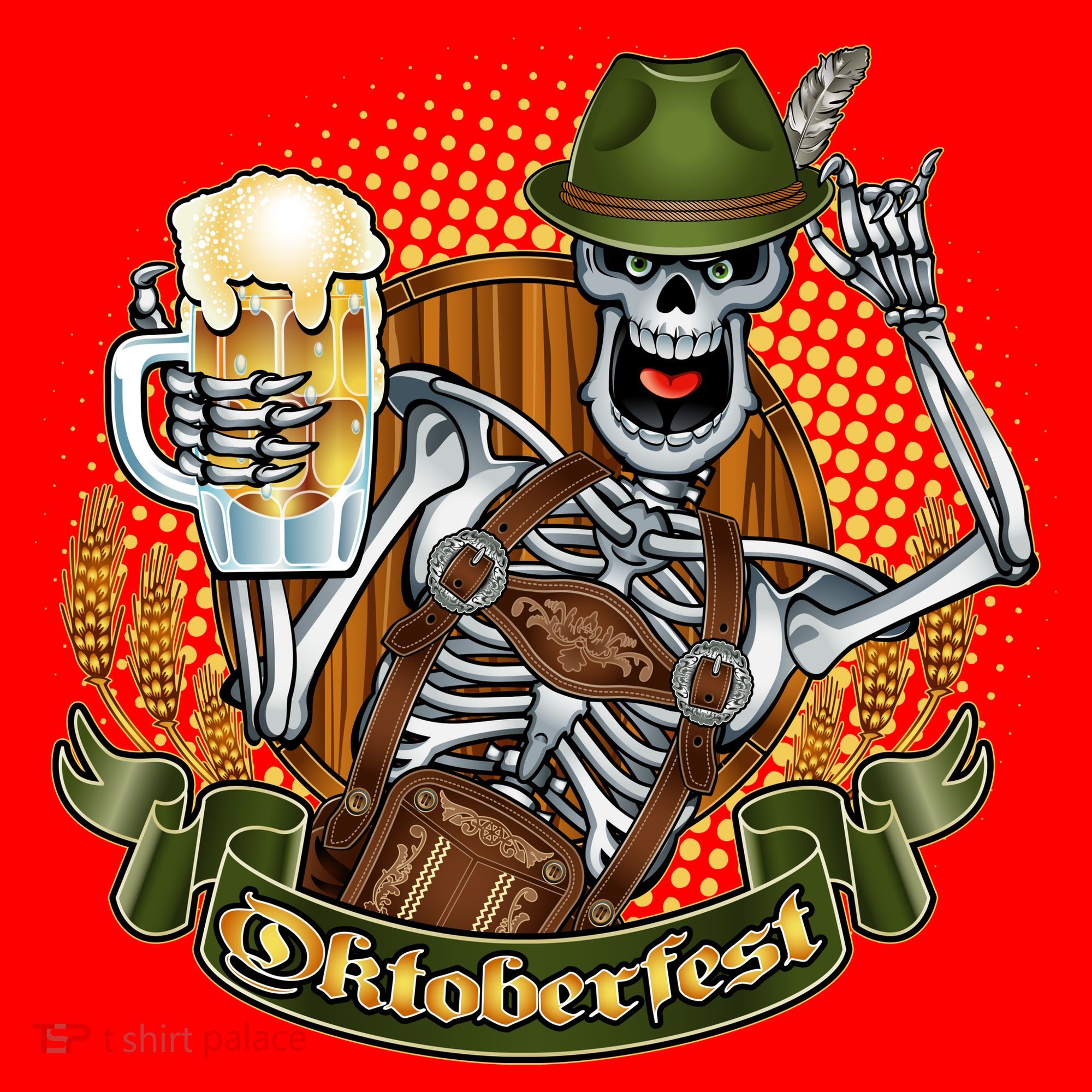 Funny Oktoberfest Halloween Skeleton Santa Hat