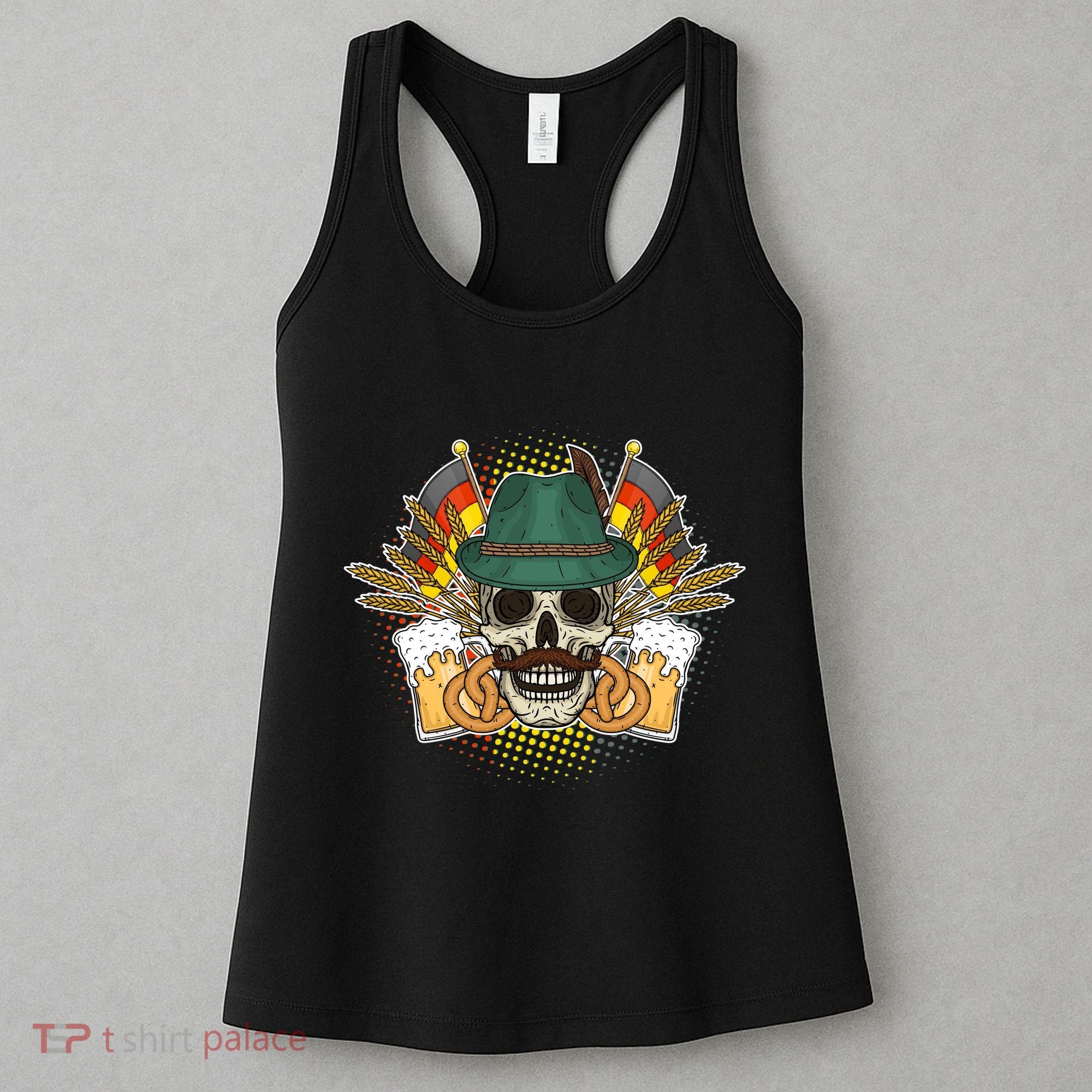 Funny Oktoberfest Halloween Skull Women's Tank Top