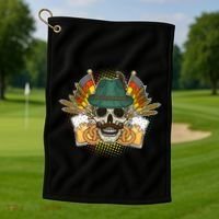 Funny Oktoberfest Halloween Skull Golf Towel thumb 1