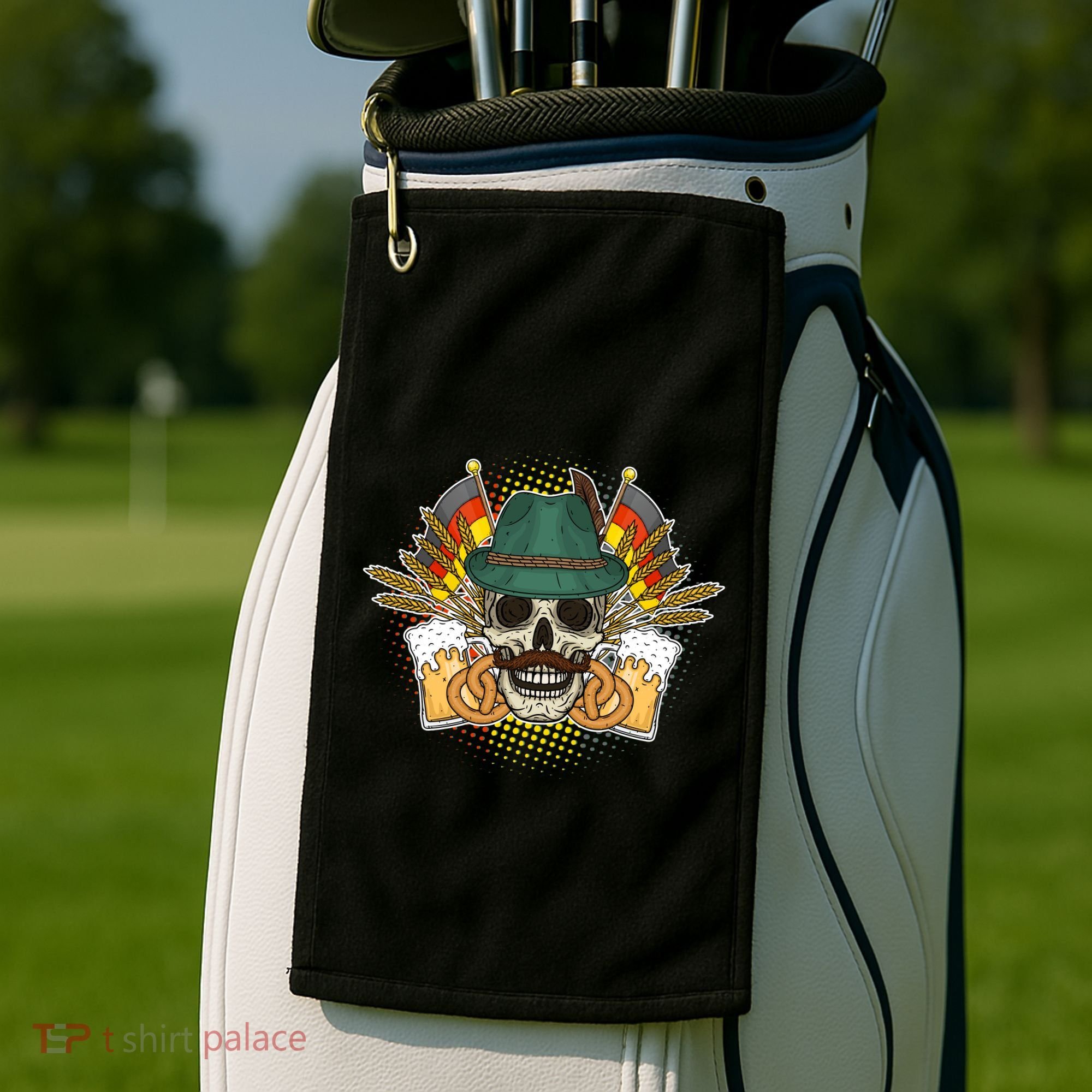 Funny Oktoberfest Halloween Skull Golf Towel