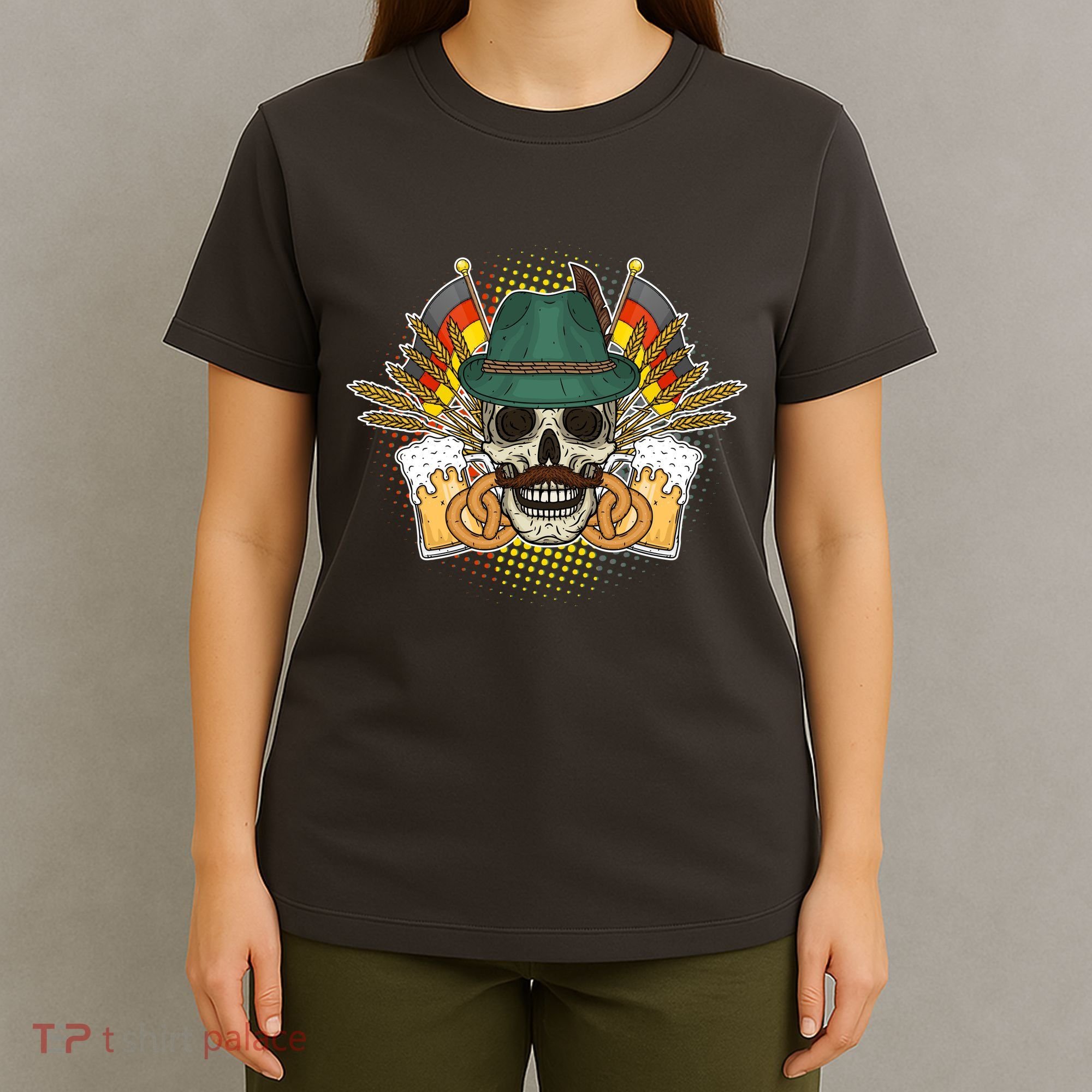 Funny Oktoberfest Halloween Skull T-Shirt