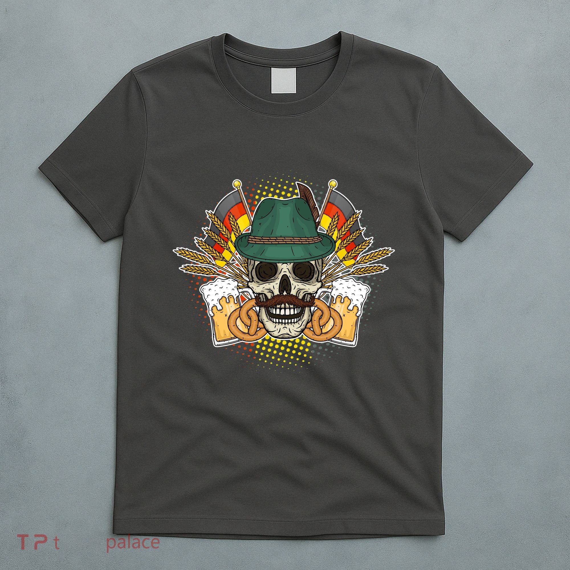 Funny Oktoberfest Halloween Skull T-Shirt