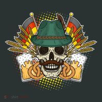 Funny Oktoberfest Halloween Skull T-Shirt thumb 7
