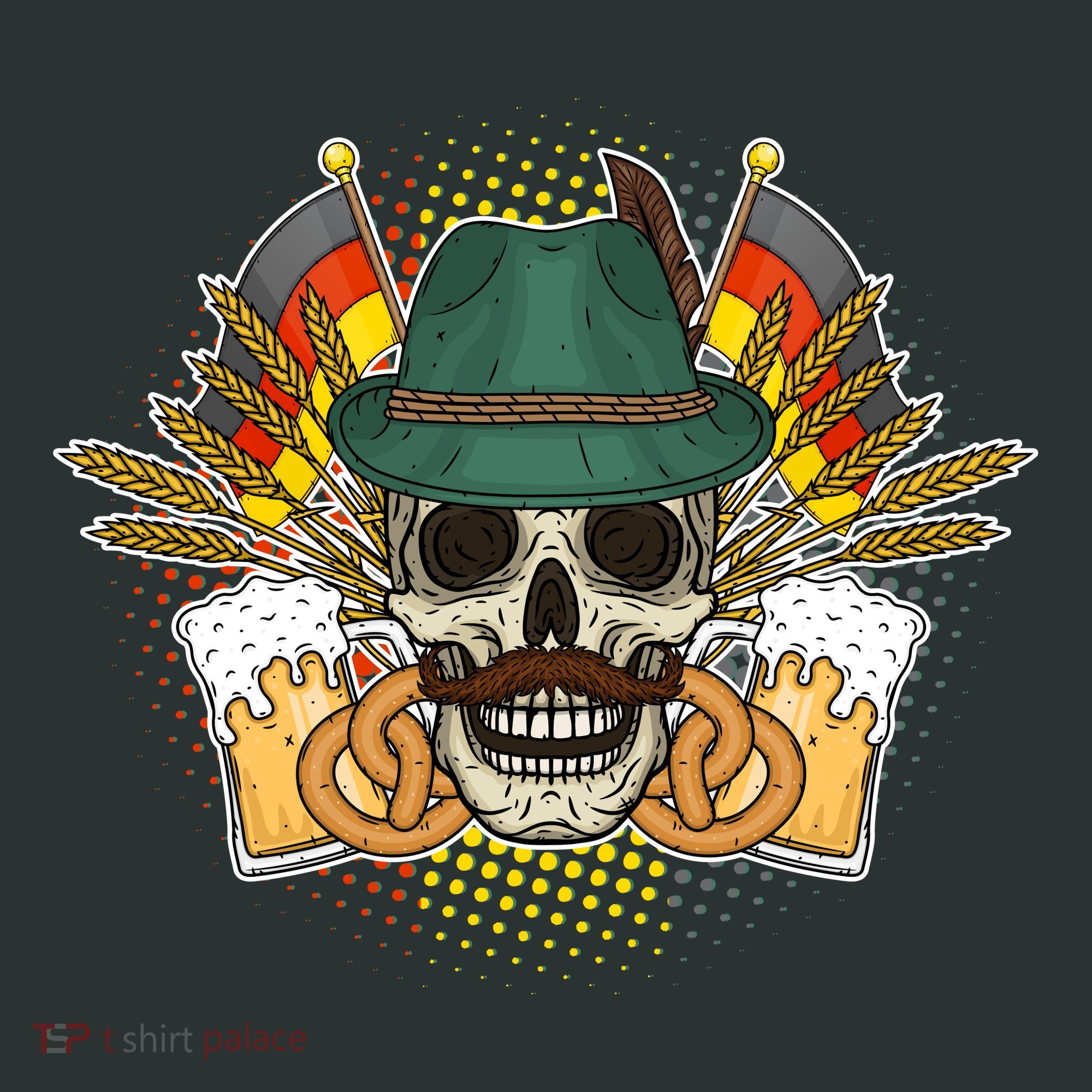 Funny Oktoberfest Halloween Skull T-Shirt